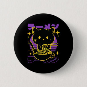 Ramen Cat Japanese  6 Cm Round Badge