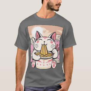 Ramen Cat Japanese Anime Kawaii Cute Korean Manga T-Shirt