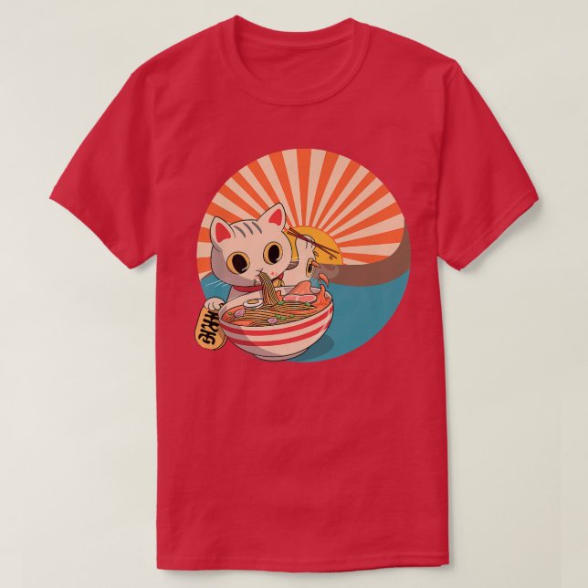 Ramen Cat,japanese Kawaii Cute Anime 1520 T-Shirt (Design Front)