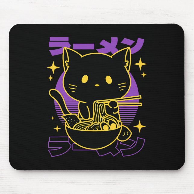 Ramen Cat Japanese  Mouse Mat (Front)