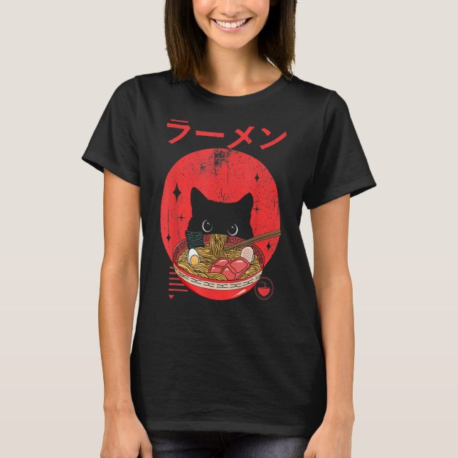 Ramen Cat   Japanese T-Shirt (Front)