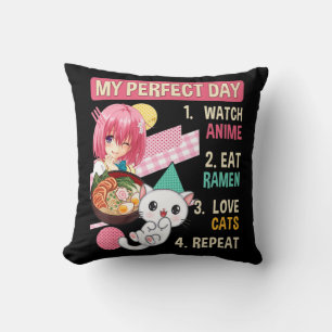 Ramen Cat Kawaii Anime Japanese Food Girls Officia Cushion