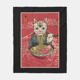 Ramen Cat Kawaii Anime Japanese Food Girls Officia Fleece Blanket