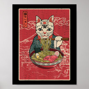 Ramen Cat Kawaii Anime Japanese Food Girls Officia Poster