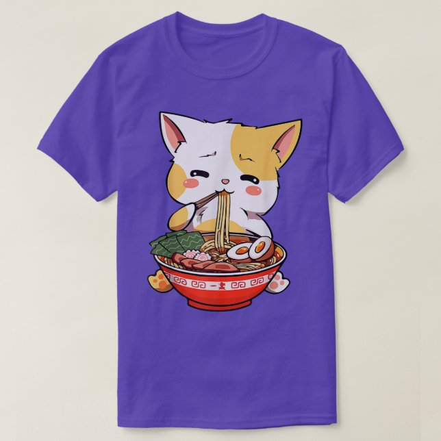 Ramen Cat Kawaii Anime Japanese Food Girls  T-Shirt (Design Front)