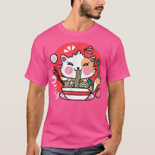Ramen cat kawaii anime Japanese food girls  teenag T-Shirt