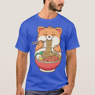 Ramen Cat Kawaii Anime Japanese Food Girls Teenage T-Shirt