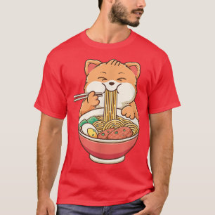 Ramen Cat Kawaii Anime Japanese Food Girls Teenage T-Shirt