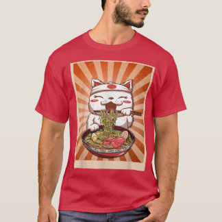 Ramen Cat Kawaii Anime Japanese Food Girls Teenage T-Shirt