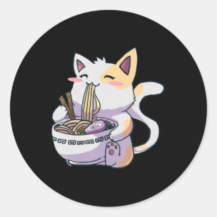 Ramen Cat Kawaii Anime Japanese Gift  Classic Round Sticker