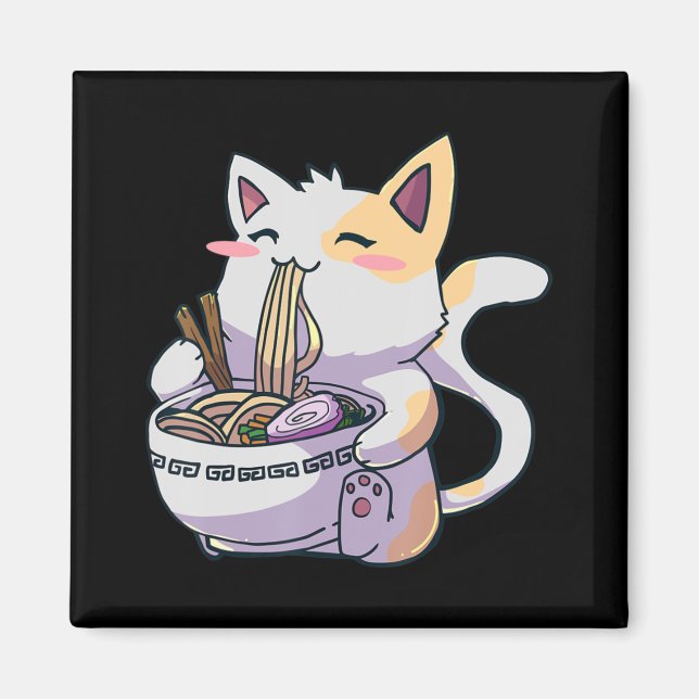 Ramen Cat Kawaii Anime Japanese Gift  Magnet (Front)