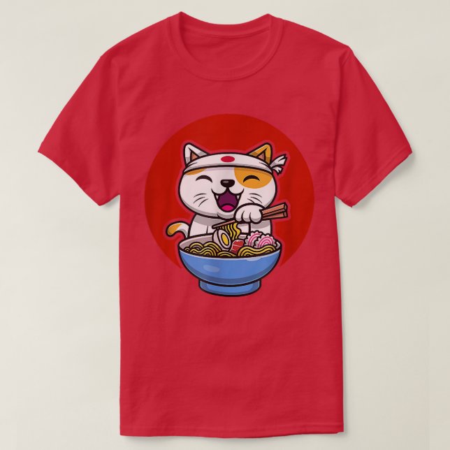 Ramen Cat Kawaii Anime Japanese Gift  T-Shirt (Design Front)