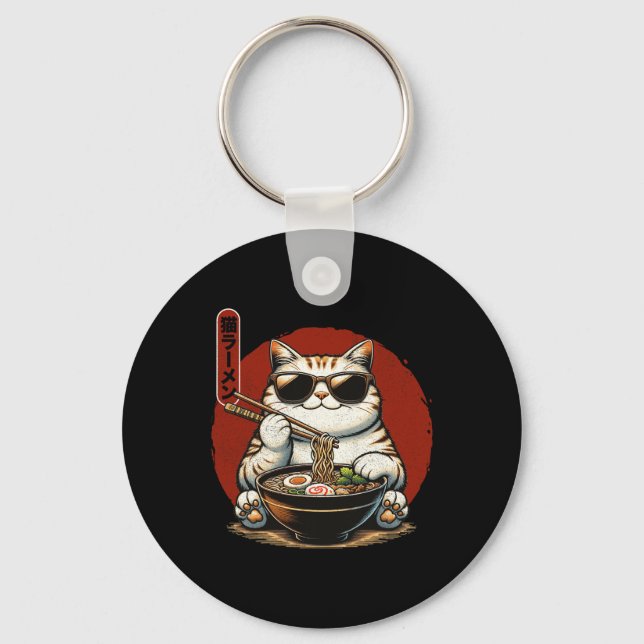 Ramen Cat Kawaii Anime Japanese Kawaii Neko 1  Key Ring (Front)