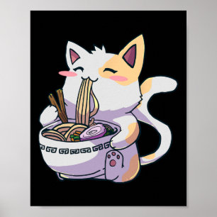 Ramen Cat Kawaii Anime Japanese Kawaii Neko Poster