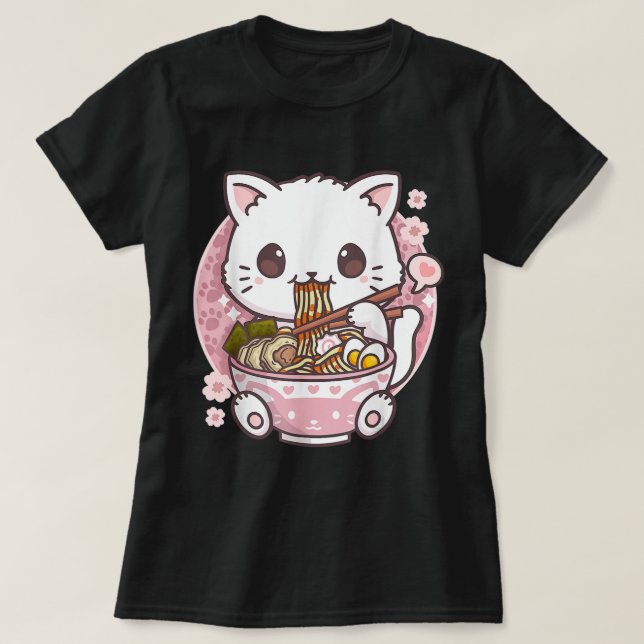 Ramen Cat Kawaii Anime Ramen Cat Cat Lovers Kawaii T-Shirt (Design Front)