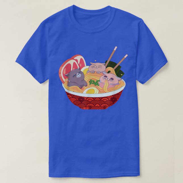 Ramen Cat Kawaii Neko Anime Cats Japanese Noodles  T-Shirt (Design Front)