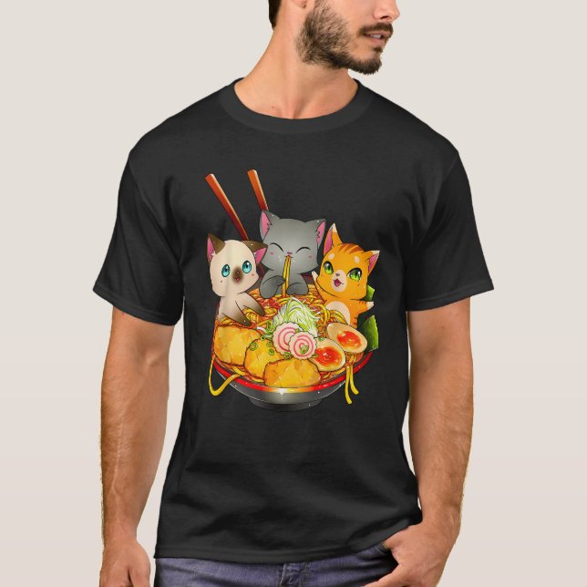 Ramen Cat Kawaii Neko Anime Otaku Cats Japanese No T-Shirt (Front)