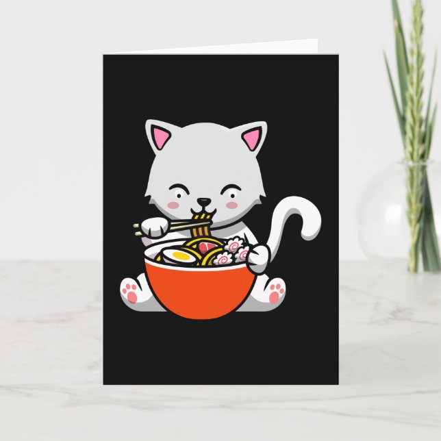 Ramen Cat Kawaii Sushi Anime Japanese Gift Card (Front)