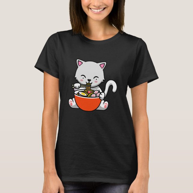 Ramen Cat Kawaii Sushi Anime Japanese Gift T-Shirt (Front)
