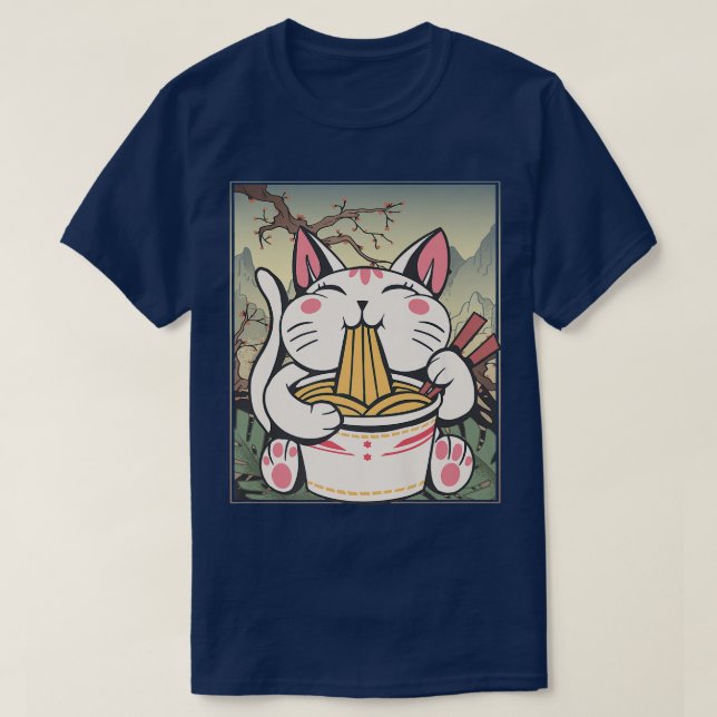 Ramen Cat Lover Kawaii Anime 1499 T-Shirt (Design Front)
