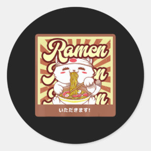 Ramen Cat Neko Anime Kawaii Japanese Cat Lover Tee Classic Round Sticker