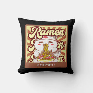 Ramen Cat Neko Anime Kawaii Japanese Cat Lover Tee Cushion