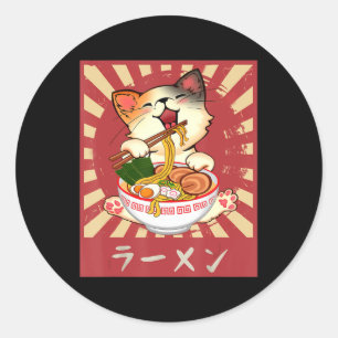 Ramen Cat Neko Anime Kawaii Japanese Merch Gifts G Classic Round Sticker