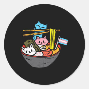 Ramen Cat Transgender Lgbt Trans Pride Janpanese N Classic Round Sticker