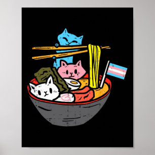 Ramen Cat Transgender Lgbt Trans Pride Janpanese N Poster