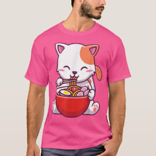 Ramen  Cat Tshirt Kawaii Anime Tee Japanese Noodle