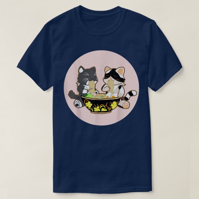 Ramen Cats Anime Kawaii Japanese Gift Kitty Kitten T-Shirt (Design Front)