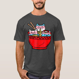 Ramen Cats Transgender Trans Pride Flag Japanese N T-Shirt