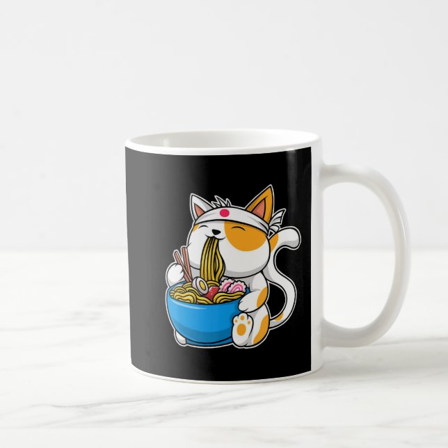 Ramen Cute Cat Kawaii Anime Japanese Food Neko Cat Coffee Mug (Right)
