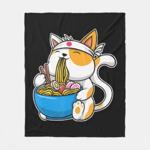Ramen Cute Cat Kawaii Anime Japanese Food Neko Cat Fleece Blanket