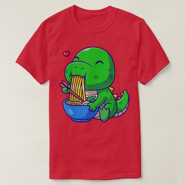 Ramen Dinosaur Kawaii Anime Japanese Food Gift Gir T-Shirt (Design Front)