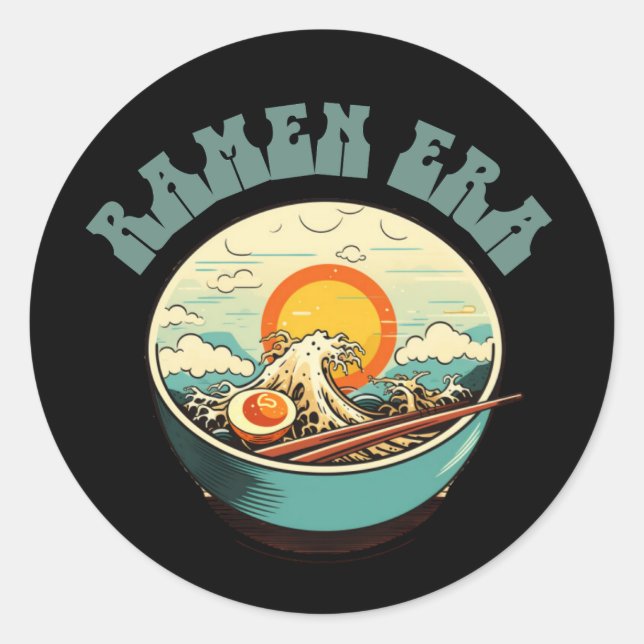 RAMEN ERA, japanese food, retro, gifts present Classic Round Sticker (Front)