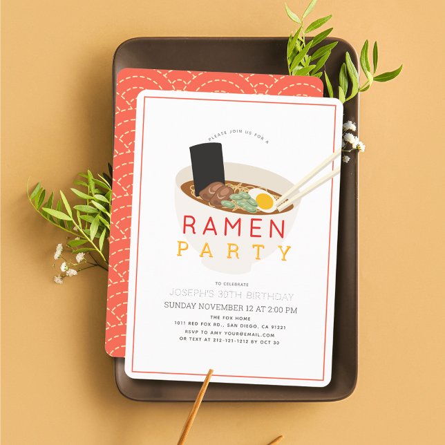 Ramen Japanese Chinese Asian Noodle Birthday Invitation (Creator Uploaded)