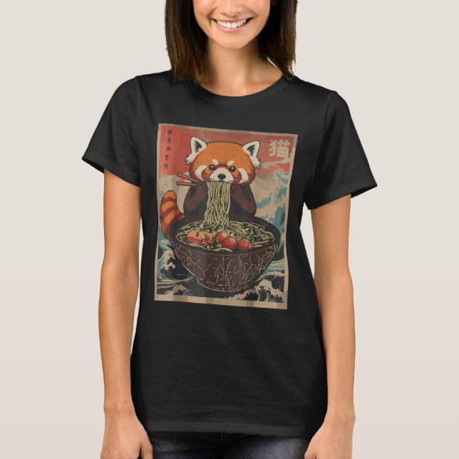 Ramen Japanese Graphic Tees Red Panda Anime Shirts (Front)