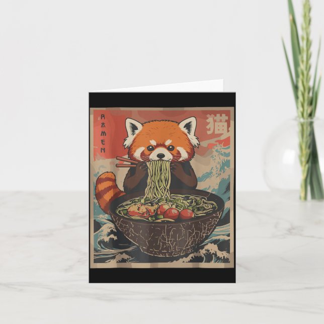 Ramen Japanese Graphic Tees Red Panda Anime Shirts Card (Front)