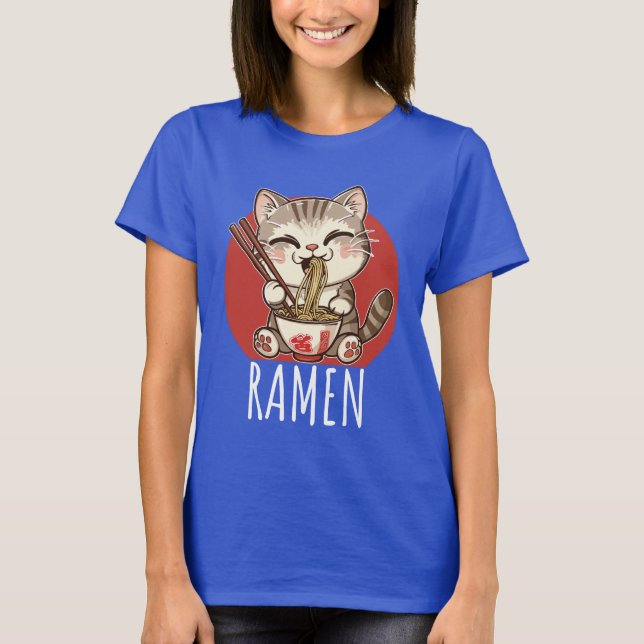 Ramen Kawaii Japan Anime Manga Cat T-Shirt (Front)