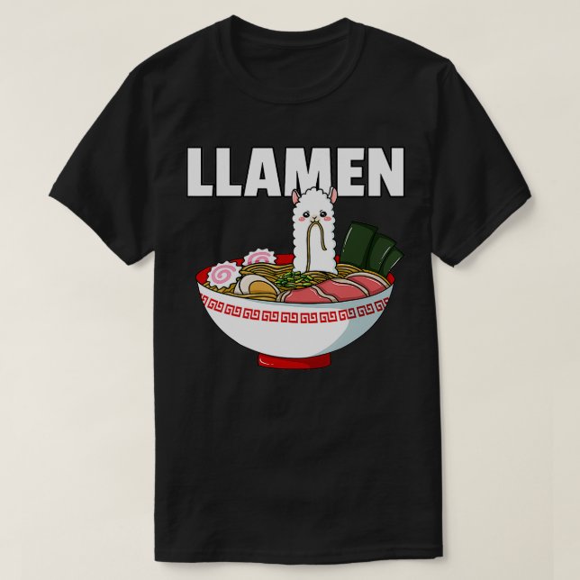 Ramen Llama Noodle Llamen Japanese Bowl Cup Miso  T-Shirt (Design Front)
