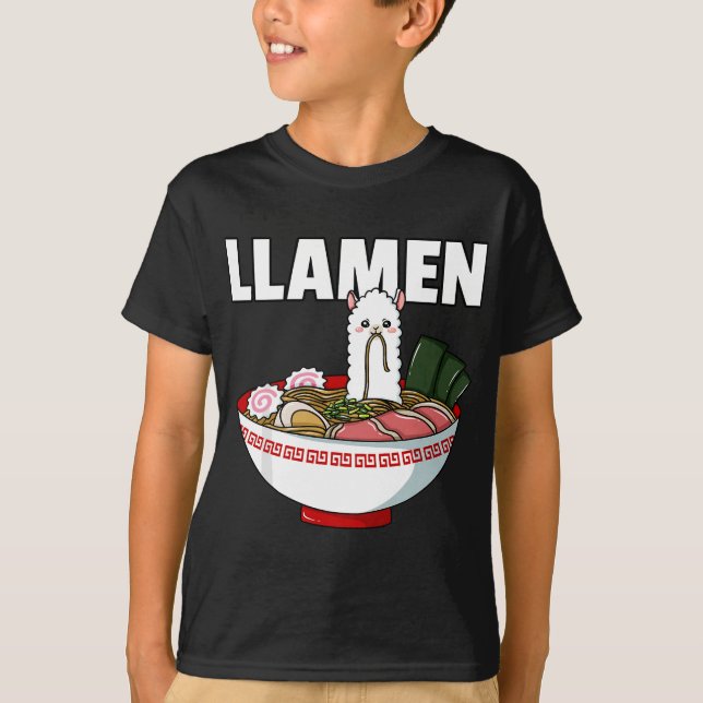 Ramen Llama Noodle Llamen Japanese Bowl Cup Miso T-Shirt (Front)