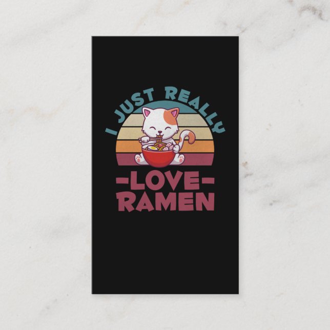 Ramen Lover Cute Cat Eating Japanese Noodles Business Card (Front)