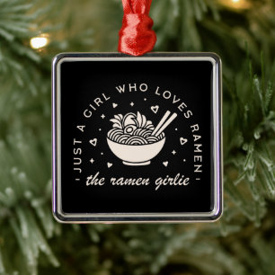 Ramen lovers girl Japanese food funny quotes black Metal Tree Decoration