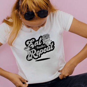 Ramen Lovers Noodle Cartoon Black White Tri-Blend Shirt