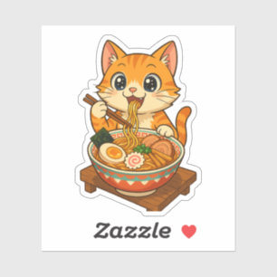 Ramen-Loving Cat – Kawaii Illustration