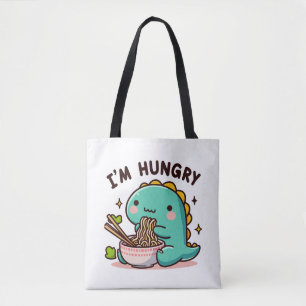 Ramen-Loving Dino: A Hungry Heart Tote Bag