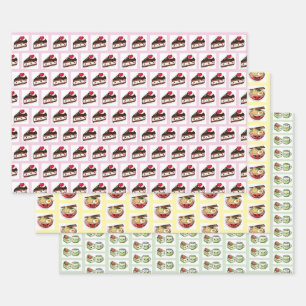 Ramen, Matcha, Black Forrest Cake, Foodie Wrapping Paper Sheet