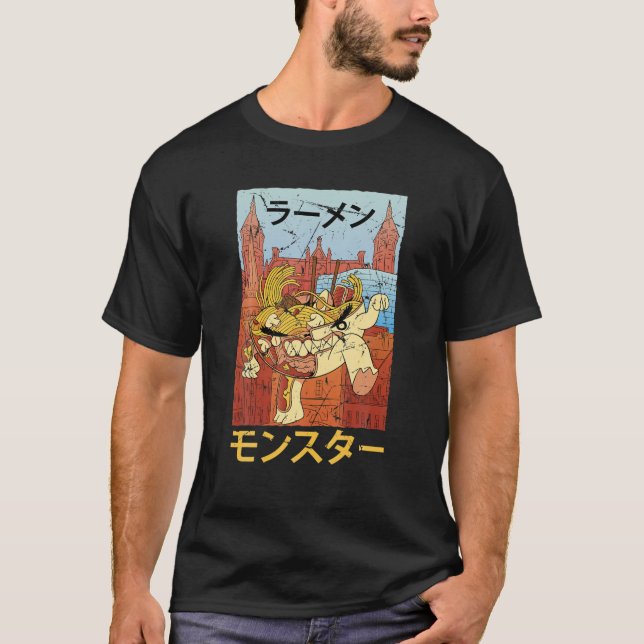 Ramen Monster - Kawaii Anime - Japanese Aesthetics T-Shirt (Front)