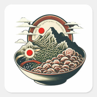 Ramen Mountains Square Sticker